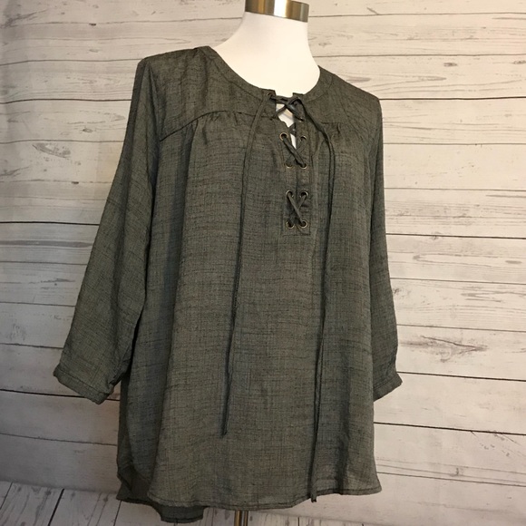 Perch Tops - Perch Grey Lace Up Tunic